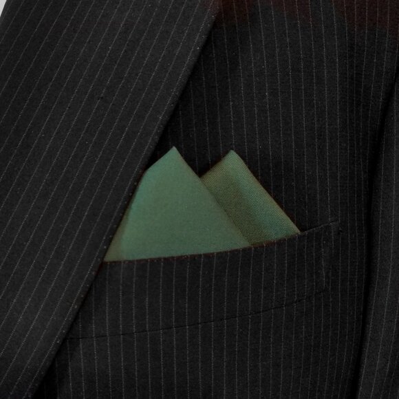New - Dark Green Cotton Pre-Folded Pocket Square Handkerchief Insert - Picture 2 of 6